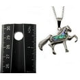 thumbnail image 2 of R.H Jewelry Simulated Abalone Shell Inlaid Stainless Steel, Horse Design Pendant Necklace, 2 of 3