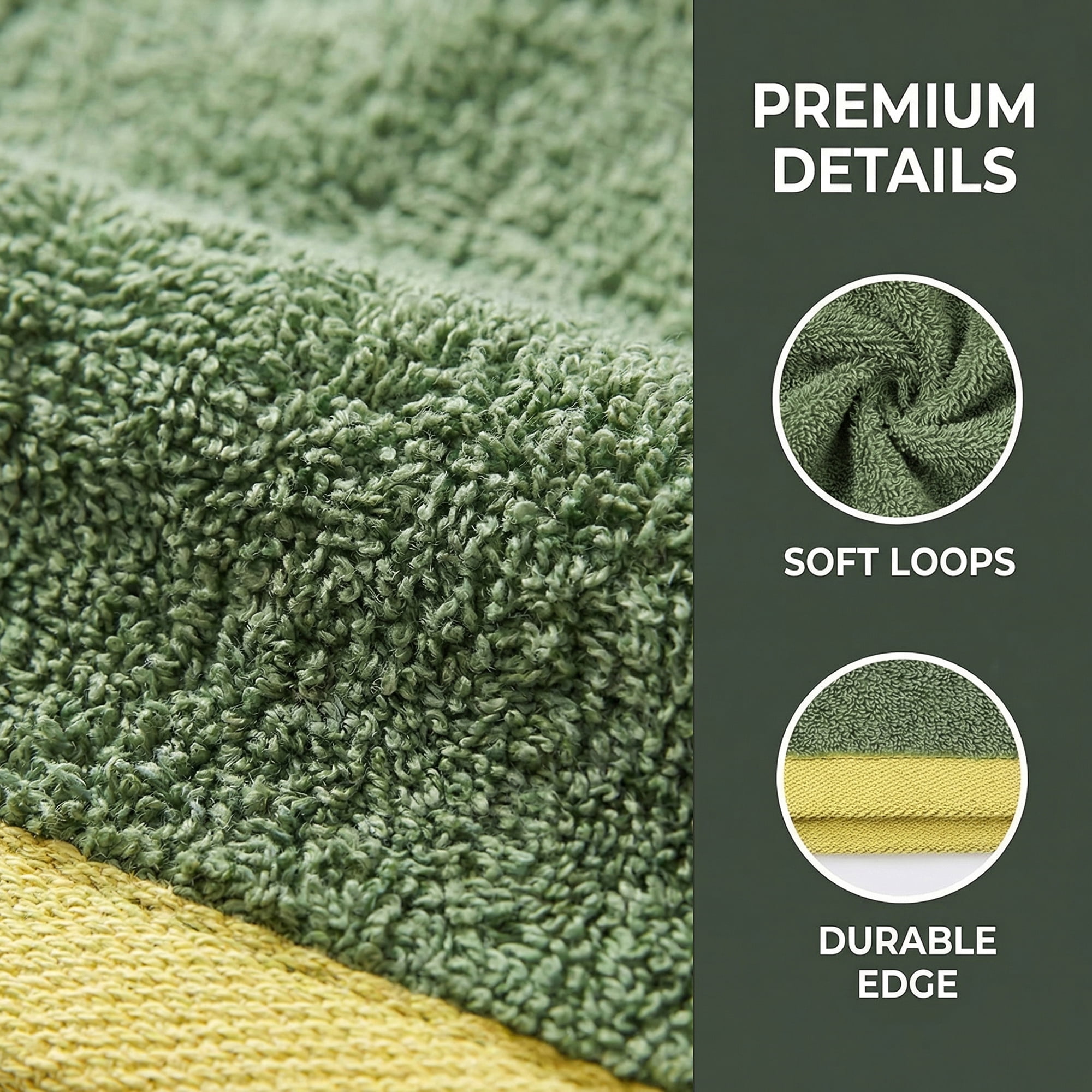 Unique Bargains Cotton Solid Absorbent Durable Soft Hand Towels Green 29" x 13"