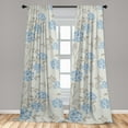 thumbnail image 2 of Floral Window Curtains, Traditional Vibe Digital Blossom Illustration With Round Ornament, Lightweight Decor 2-Panel Set with Rod Pocket, Pair of - 28"x95", Pale Azure Blue and Grey Teal, by Ambesonne, 2 of 3