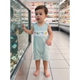 thumbnail image 4 of BemeyourBBs Newborn Baby Boy Summer Clothes Fishing Outfit Smocked Gingham Romper Overalls Shorts 0 3 6 12 18 Months Marine Life Embroidered Sleeveless One Piece Plaid Casual Jumpsuit, 4 of 9