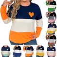 thumbnail image 3 of Cmfcve Women's Plus Size Activewear T-Shirt Blouse Printed Color Blocked Casual Tunic Tops Round Neck Long Sleeve Sports Shirts, 3 of 4