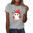 thumbnail image 4 of ClodeEU Women's Halloween Cute Printed T Shirt, Short Sleeved Round Neck Top ,Women's Plus XL, 4 of 5