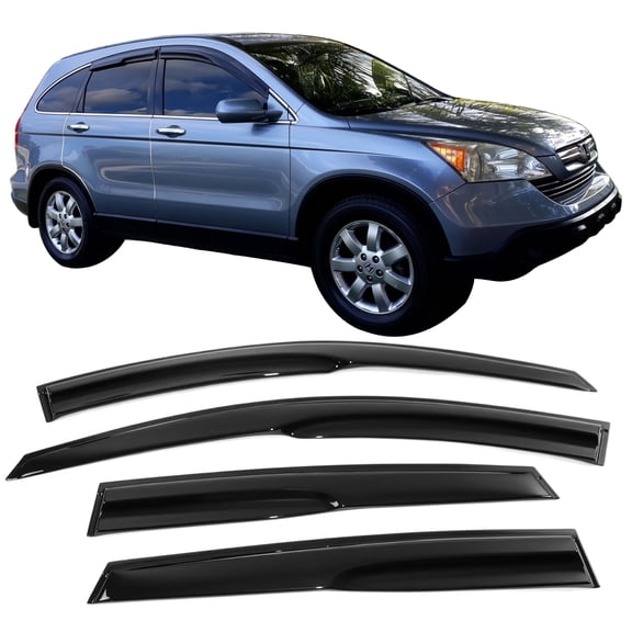 Ikon Motorsports Compatible with 07-11 Honda CRV MU Style Acrylic Window Vent Visor Deflector Rain Guard 4Pc Outside Mount 2007 2008 2009 2010 2011