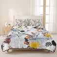 thumbnail image 3 of Twin Quilt Set 68''x86'', Botanical Flowers Lightweight Summer Bedspread Coverlet Set with 2 Pillow Shams, Farmhouse Pastoral Floral Plants Breathable All Season Quilt Bedding for Dorm/Bedroom, 3 of 9