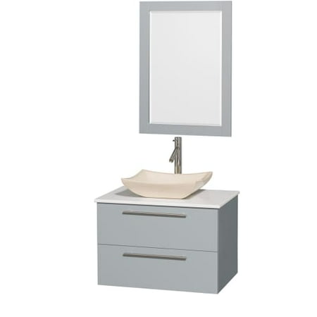 Wyndham Collection Amare 30 Inch Single Bathroom Vanity In Dove Gray Wyndham Collection Amare 30 Inch Single Bathroom Vanity In Dove Gray Green Glass Countertop Pyra Bone Porcelain Sink And 24 Mirror Com
