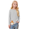thumbnail image 3 of CCRFTGI Long Sleeve Big Sister Shirts for Girls Size 6-7 Funny Light Gray Striped T shirts for kids Trendy Crew Neck Tshirts Soft Fall Spring Tee Tops Light Gray 7-8 Years, 3 of 4