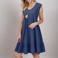 thumbnail image 2 of Women's Casual V Neck Sleeveless Flowy Summer Dress Comfortable Loose Fit Solid Color Basic Elegant Outfit, 2 of 2