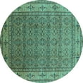 thumbnail image 1 of Ahgly Company Indoor Round Oriental Turquoise Blue Industrial Area Rugs, 6' Round, 1 of 4