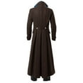 thumbnail image 4 of QHFBli Mens Long Trench Coat Men's Anorak Long Mid Coat Stand Collar Halloween Windbreaker Jacket Outerwear Brown XL, 4 of 4