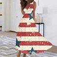 thumbnail image 2 of Women's Patriotic American Flag V-Neck Sleeveless Maxi Dress, Stars & Stripes Summer Long Dress for 4th of July Independence Day Celebrations,Beige S, 2 of 5