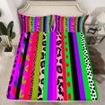 thumbnail image 2 of Erosebridal Teens Cheepah Print Sheet Set Full, Cartoon Rainbow Bedding Sets Full Size, Colorful Stripe Decor, 2 of 6
