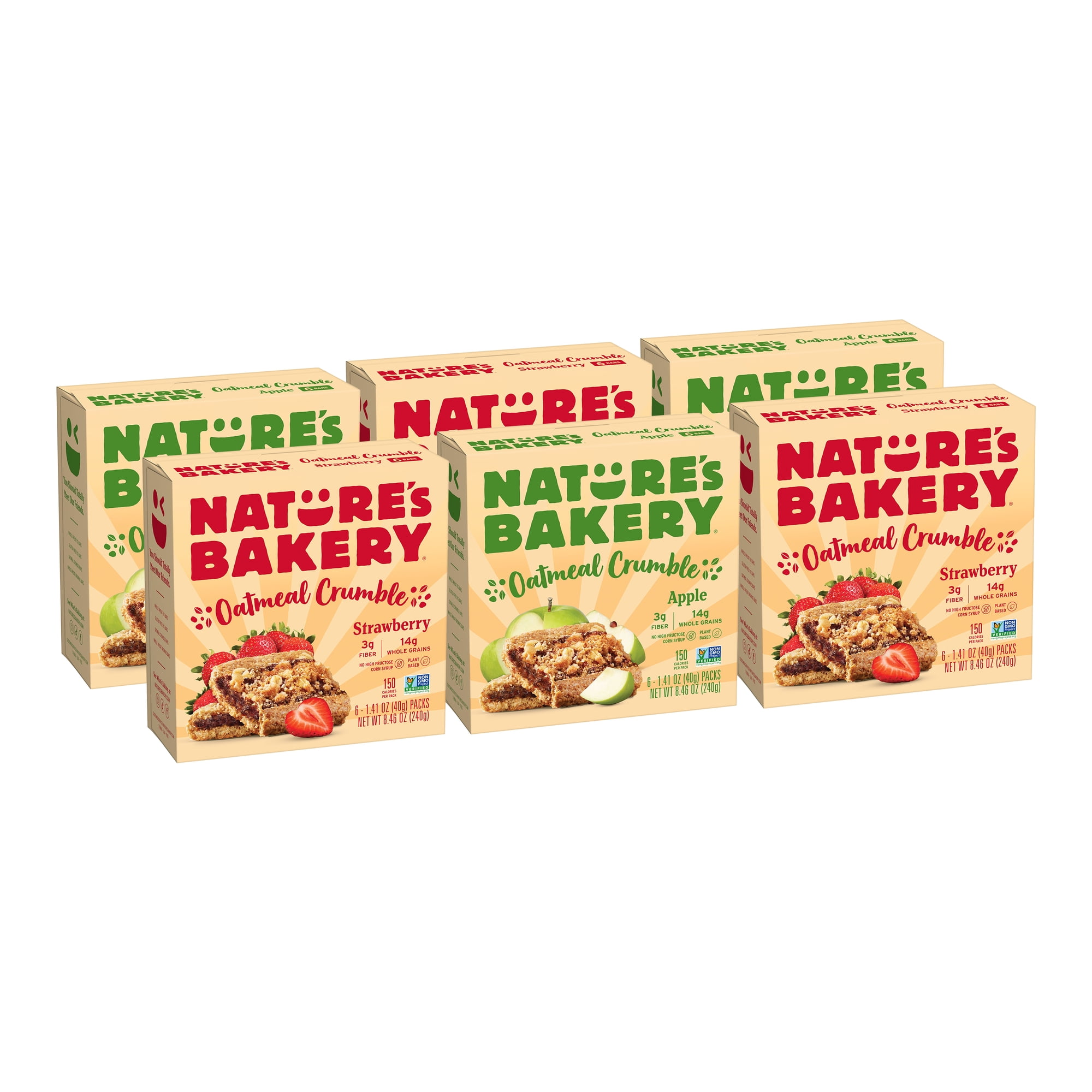 Nature's Bakery Oatmeal Crumble Variety Pack, 1.41 oz Snack Bars (36 Ct), Non-GMO, Plant-Based