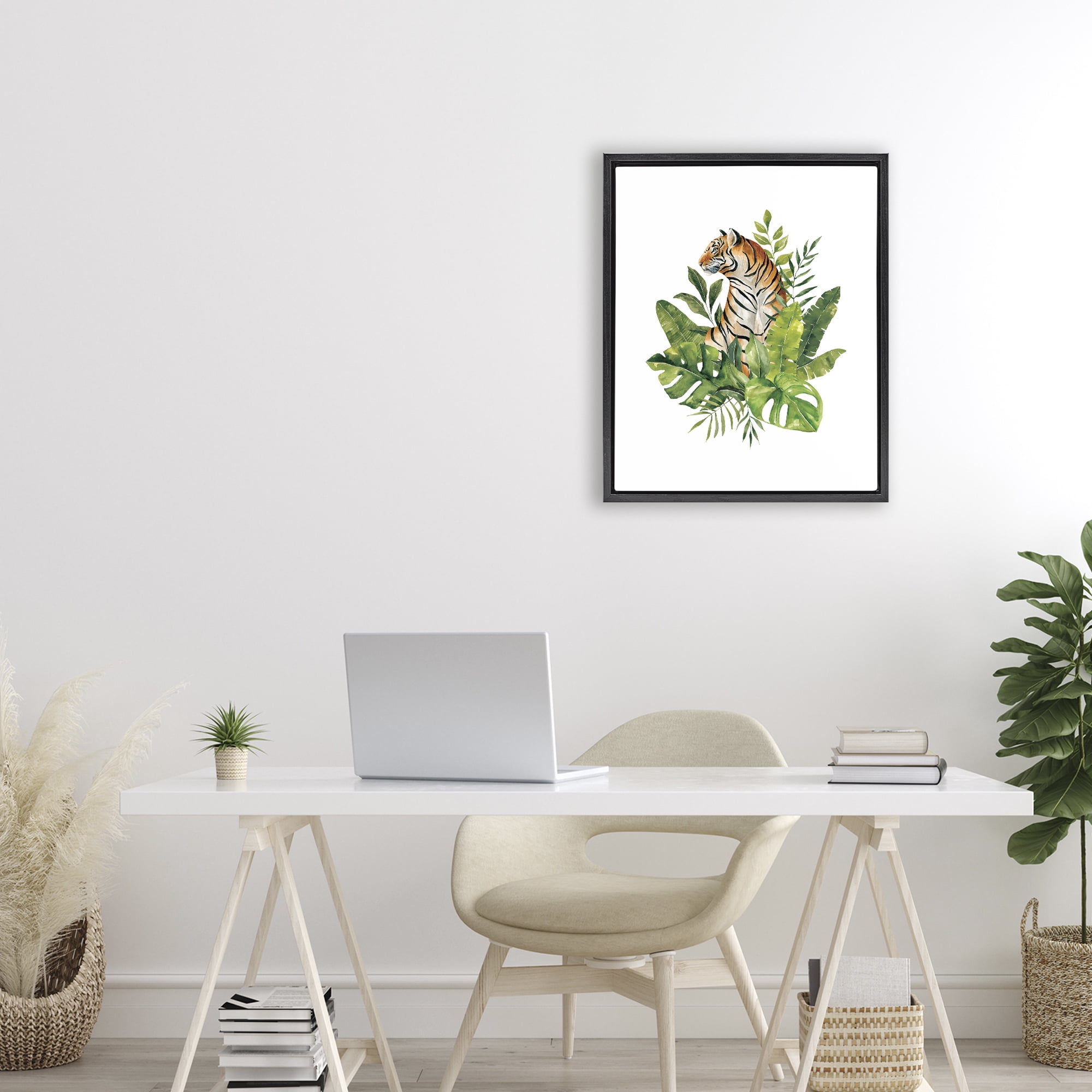 Stupell Industries Exotic Jungle Tiger Black Framed Floater Canvas Wall Art, design by Bethany Sandoval
