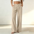 thumbnail image 2 of Aezemi Corduroy Straight Leg Pants Womens Button Elastic Waist Casual Work Pants for Women Fashion Comfy Dressy Business Casual Winter Fall Long Trousers with Pockets XXL, 2 of 7