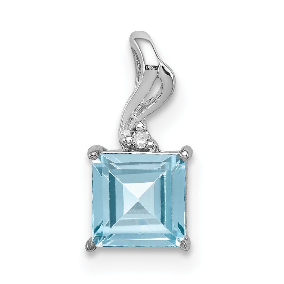 925 Sterling Silver Diamond Sky Blue 