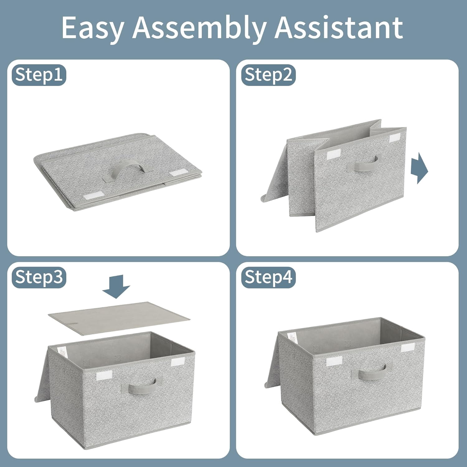 GRANNY SAYS Storage Bins with Lids, Large Fabric Storage Boxes, Collapsible Closet Organizers and Storage, Gray, 2-Pack