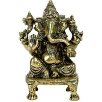 eSplanade Ganesha Ganesh Ganpati Ganapati Murti Idol Statue Sculpture | Pooja Idols - Home Decor | Brass Antique Finish - 5.75" Inches