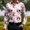 thumbnail image 2 of Men's Shirts Vintage Long Sleeve Button Down Collared Floral Printed Tops Comfortable Free Slim Fit Fashion Party Men Dress Shirt, 2 of 5