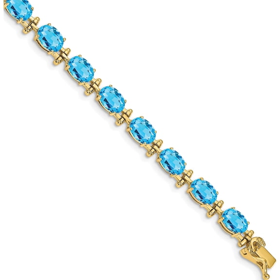 14K Yellow Gold Blue Topaz Bracelet (7 X 5) Made In Mexico bm4501-bt-y