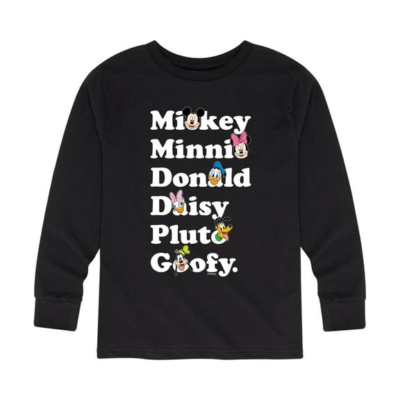Mickey & Friends - Mickey Friends Character List - Toddler And Youth Long Sleeve Graphic T-Shirt