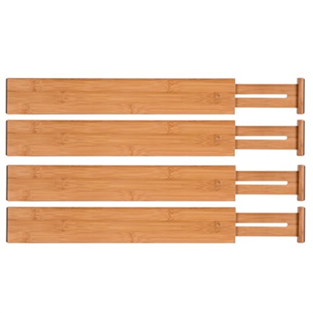 Bamsira Bamboo Kitchen Drawer Dividers Expandable Adjustable