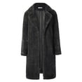 thumbnail image 3 of Innerwin Coat Fuzzy Fleece Ladies Outwear Mid Length Lapel Loose Jacket Deep Gray 3XL, 3 of 6