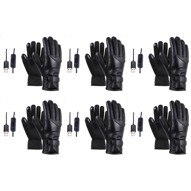 Guantes Térmicos Cuero Calentadores Manos Calefactores Eléctricos para Motocicleta