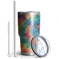 thumbnail image 2 of 30oz Colorful Rainbow Tie Dye Spiral Pattern Tumblers Stainless Steel Tumbler with Lid and Straw,Vacuum Insulated Double Wall Travel Tumbler Cups Mug with Cleaning Brush for Coffee,Tea, 2 of 7