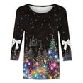 thumbnail image 4 of Tqyyweavej Womens 3/4 Sleeve Christmas Shirt Merry Christmas Tree Graphic Tees Family Holiday Xmas T-Shirts Gift Tops, 4 of 5
