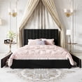 thumbnail image 3 of Amolife Queen Bed Frame, Platform Bed with Adjustable Velvet-Wrapped Headboard and 4 Storage Drawers, No Box Spring Required, Black, 3 of 14