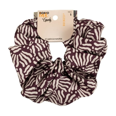 Goody Tru X DomoINK Overnight XL Hair Scrunchie, Printed Satin Hair Tie Prevents Frizz, 1 Ct