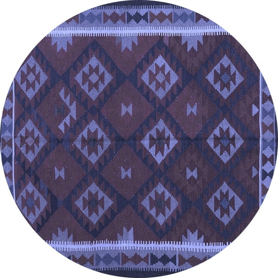 Ahgly Company Indoor Round Oriental Blue Traditional Area Rugs, 3' Round