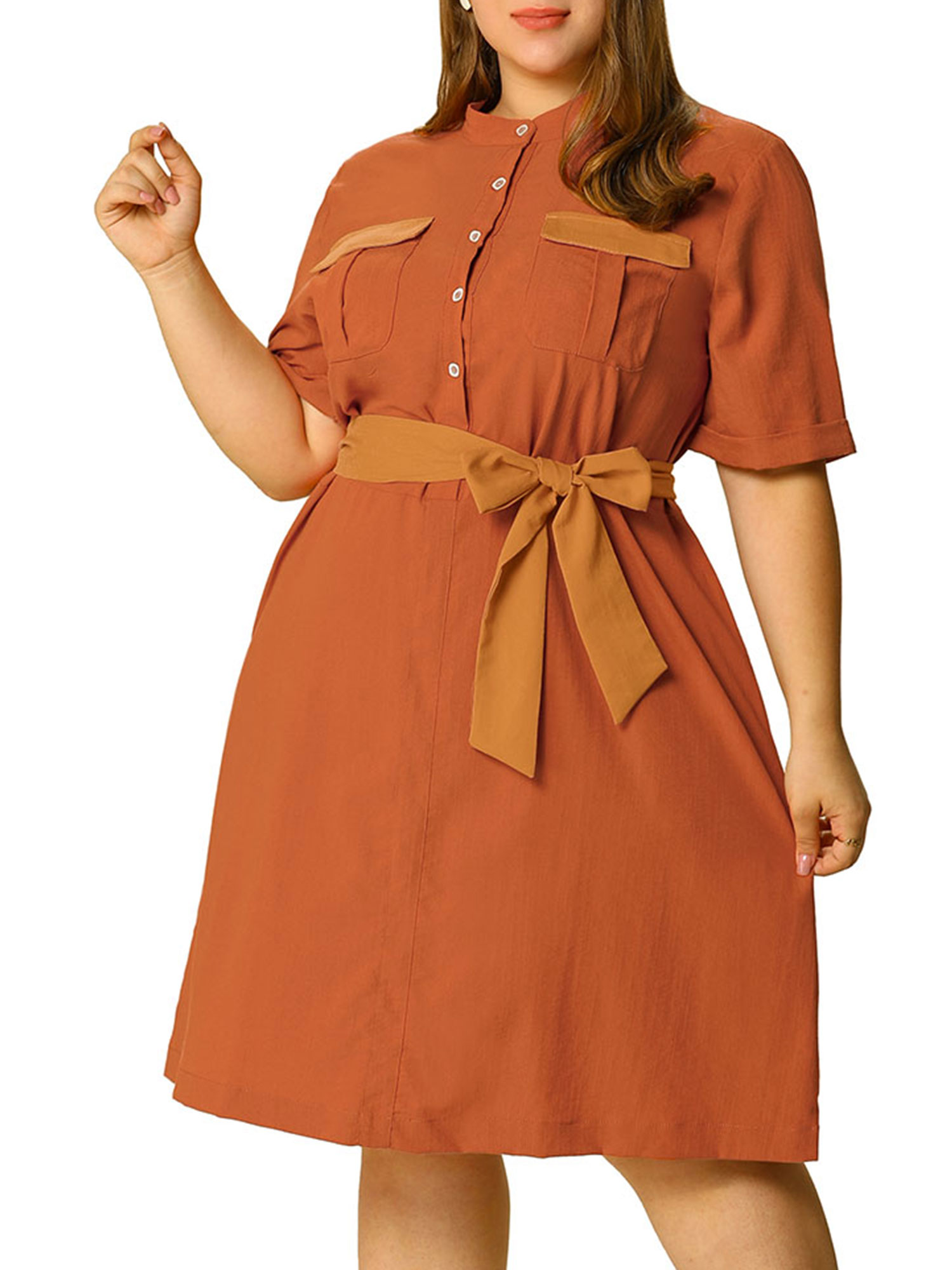 plus size button down midi dress