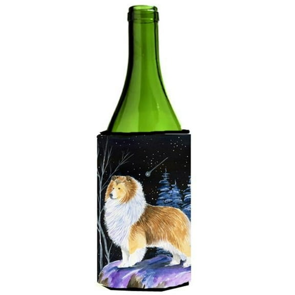Starry Night Sheltie Wine bottle sleeve Hugger - 24 oz.