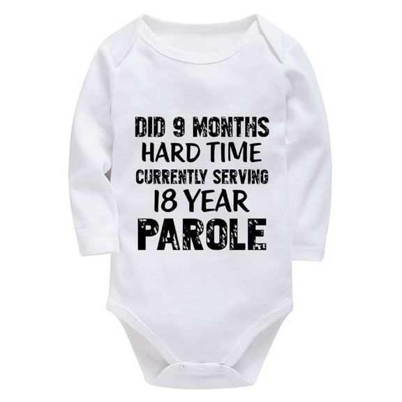 Did 9 Months Hard Time Serving 18 Years Parole Baby Cotton Romper Long Sleeve Plain Onsie White Boys Newborn Clothes