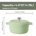 thumbnail image 6 of Enamel Dutch Oven with Lid, 4.3 Quarts Saucepan Cooking Pot, Soup Pot with Dual Handles, Non-Stick Ceramic Cookware for Bread Baking&Cooking, Oven Safe Up to 536° F or All Stovetop,Turquoise, 6 of 7