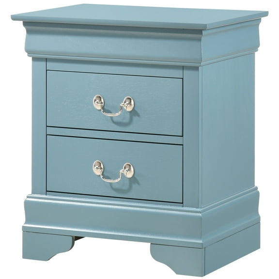 Bright Teal Traditional Nightstand - 24"h X 21"w 16"d Two Drawers Compact Bedroom