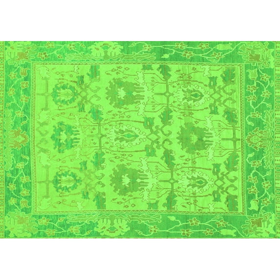 Ahgly Company Indoor Rectangle Abstract Green Modern Area Rugs, 2' x 5'