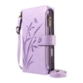 thumbnail image 3 of For Apple iPhone 18 Pro Max / 17 Pro Max Orchid Pattern Wallet Case, 9 Card Slots Zipper Pocket, Detachable Wrist & Shoulder Strap, Magnetic Shockproof Protective Phone Case,Purple, 3 of 9