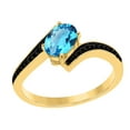 thumbnail image 1 of AoneJewelry 1.00 Carat 14K Yellow, White Rose Gold Blue-Topaz and Black Diamond Ring, 1 of 5