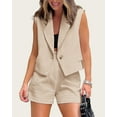thumbnail image 4 of FreshPretty Womens Summer Two Piece Sets Button Sleeveless Crop Vest Blazer and High Waisted Shorts Suit Set Casual Outfits, 4 of 6