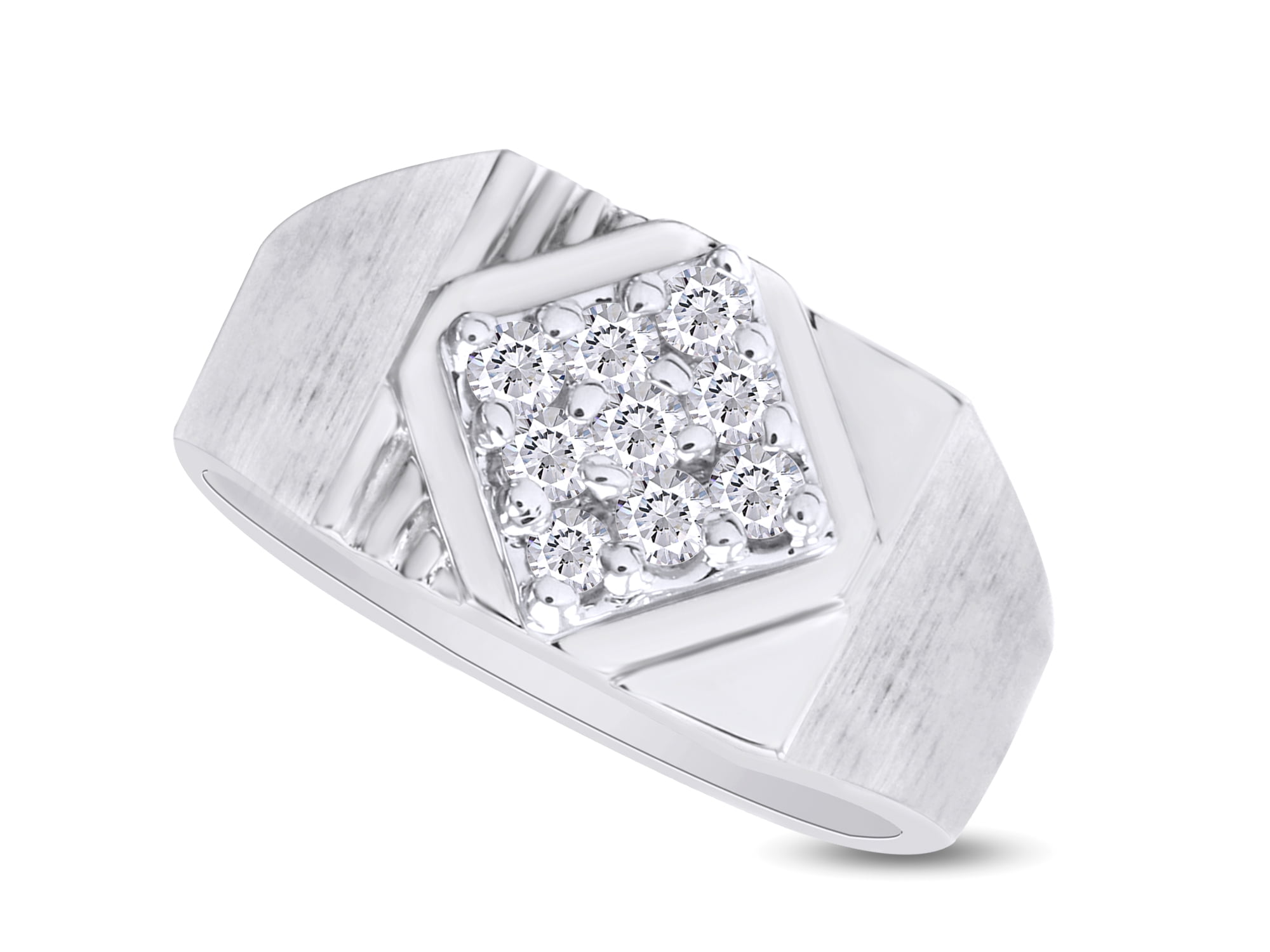 Wishrocks Round Cut White Cubic Zirconia Cluster Ring in 14K Gold Over Sterling Silver