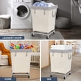 thumbnail image 6 of Commercial Laundry Hamper with Heavy Duty Steel Frame, 160 L Industrial Laundry Basket Cart with Wheels for Hotel, Home, Laundry Room, 17.72''L x 17.72''W x 30.91''H, Medium Beige, 6 of 6