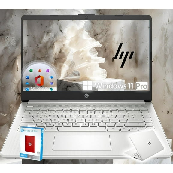 HP 14 Ultrabook * Intel 4-Core CPU * Back to School Limited Edition with Microsoft 365 * 32GB RAM * 1.6TB Storage (128GB OnBoard withHP 512GB P500 Portable SSD   1TB OneDrive) * Win11 Pro * Silver
