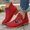 Red, variant on Boots for Women Fall Outdoor British Warm Ankle Boots Solid Color Fashion Winter Block Heel Comfy Shoes Camel 7 Wide(EU:38)