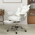 thumbnail image 4 of Costway Office Desk Chair Big and Tall Executive Office Chair with Footrest Lumbar Support White, 4 of 10