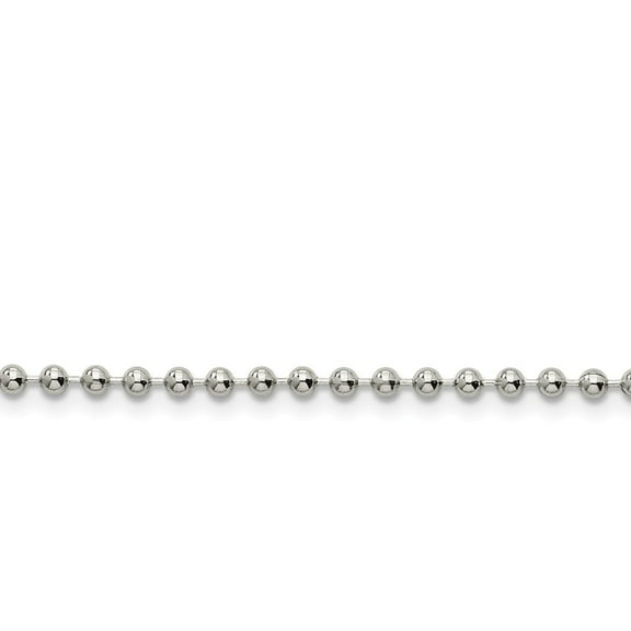 White Stainless Steel chain Ball (Beaded) 18 in 3 mm