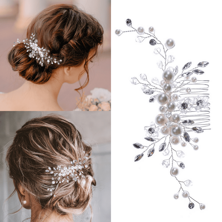  FRCOLOR 2pcs Hair Accessories Pearls Floral Hair Pin