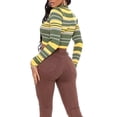 thumbnail image 3 of Qiylii Ladies Knitted Crop Tops, Stripe Lapel Long Sleeve T-shirt,S-L, 3 of 4