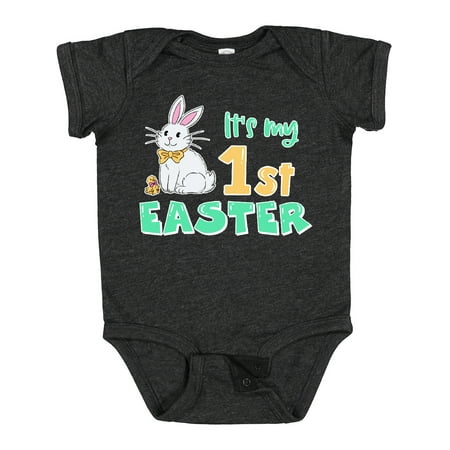 

Inktastic It s My 1st Easter with Cute Chick and Bunny Gift Baby Boy or Baby Girl Bodysuit